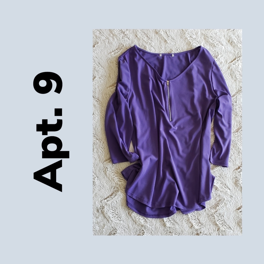 Purple Stretch Fit Zip Front Blouse